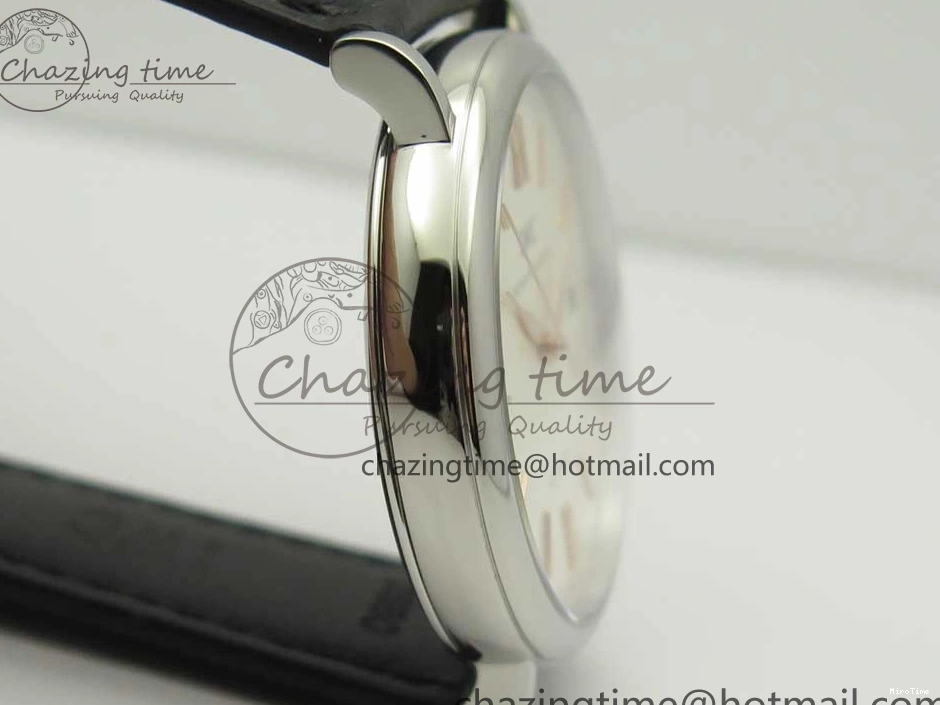 MIROTIME 0808 Portofino Automatic SS FKF 1:1 Best Edition White Dial RG Markers on Black Leather Strap A Stretchable 7141